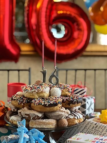 Miniatura 2 de Juego de 10 portavelas con números color plateado