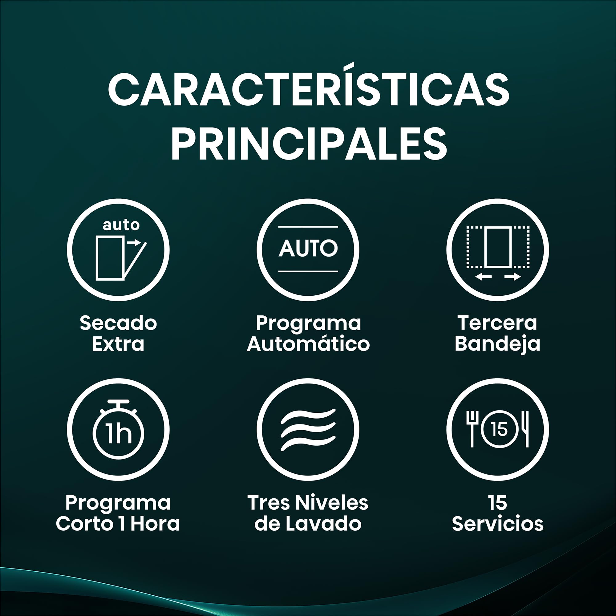 Hisense HS643B90X - Lavavajillas Clase B, 15 Servicios, Fondo 60cm, Secado Extra, Programa Automático, Tercera Bandeja, Programa Corto 1 hora, 15 Servicios, Aqua Protect System, Control Táctil, Inox