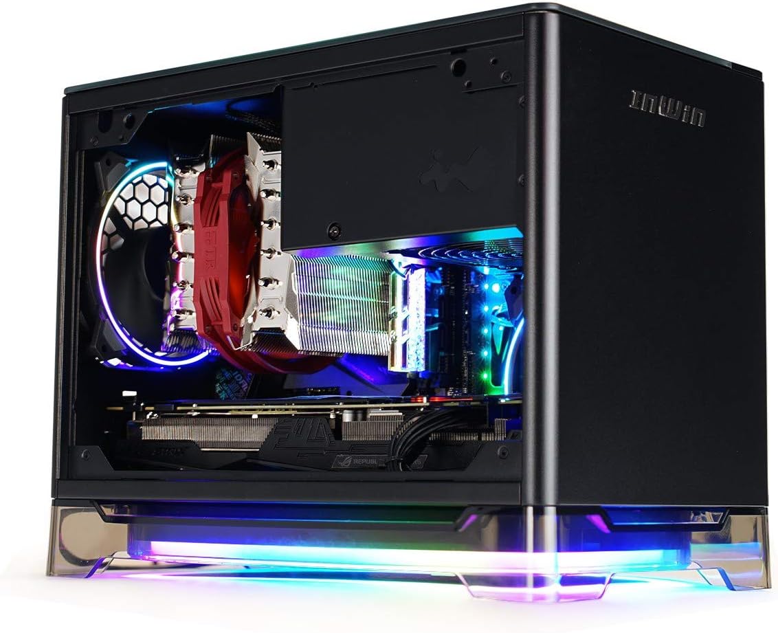 Get Discount 70% Price InWin A1 Plus Black Mini-ITX Tower with Integrated ARGB Lighting - 650W Gold 80 Plus Power Supply - Qi Wireless Phone Charger - Computer Chassis Case