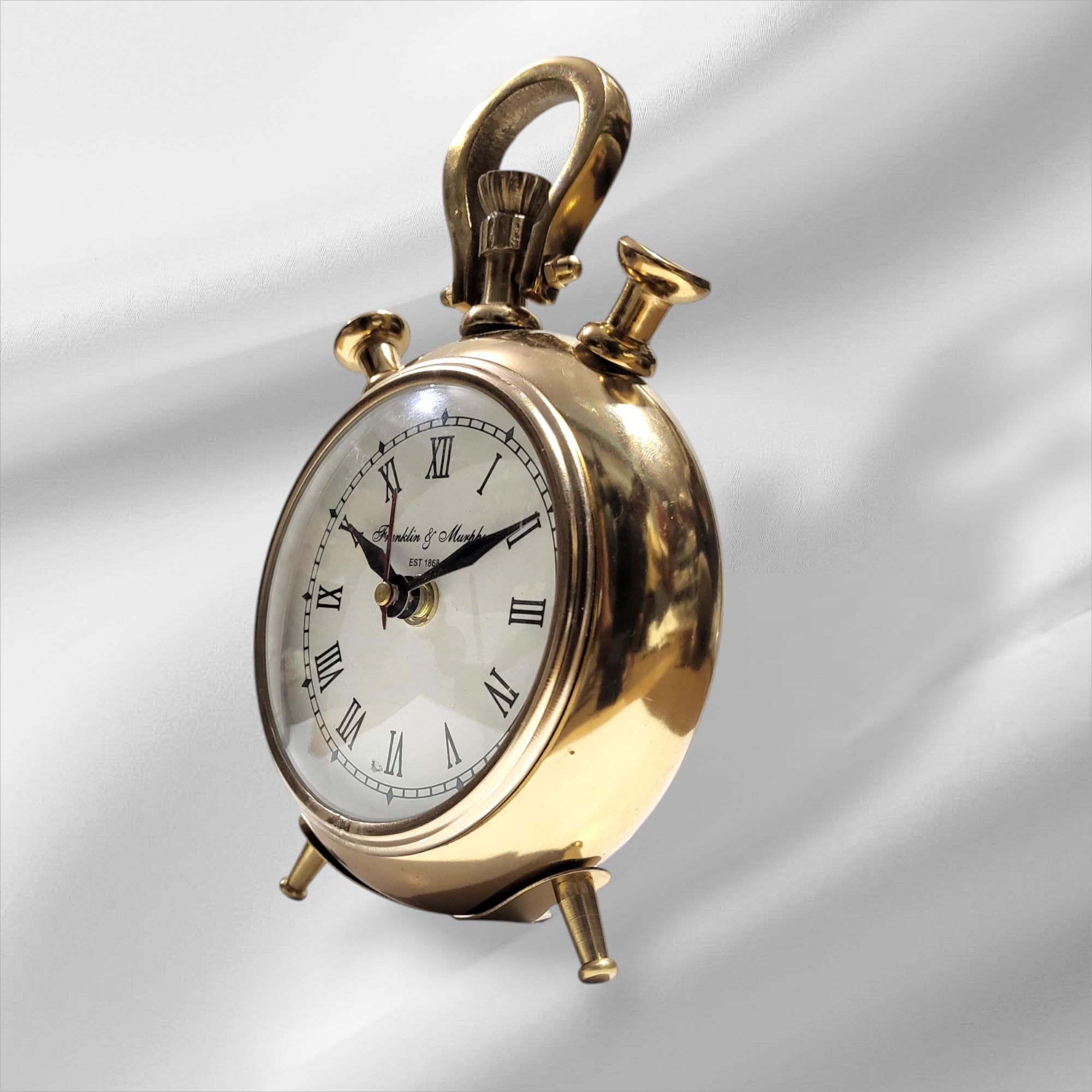 Franklin & Murphy Vintage-Style Table Clock, Gold-Tone Metal Case