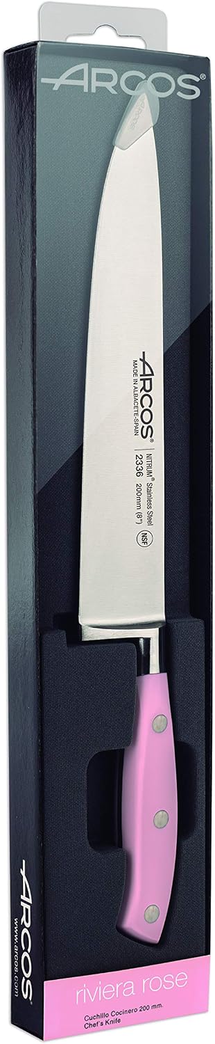 ARCOS Riviera Rose Chef Knife 8-Inch Forged Stainless Steel NITRUM Enriched with Nitrogen
