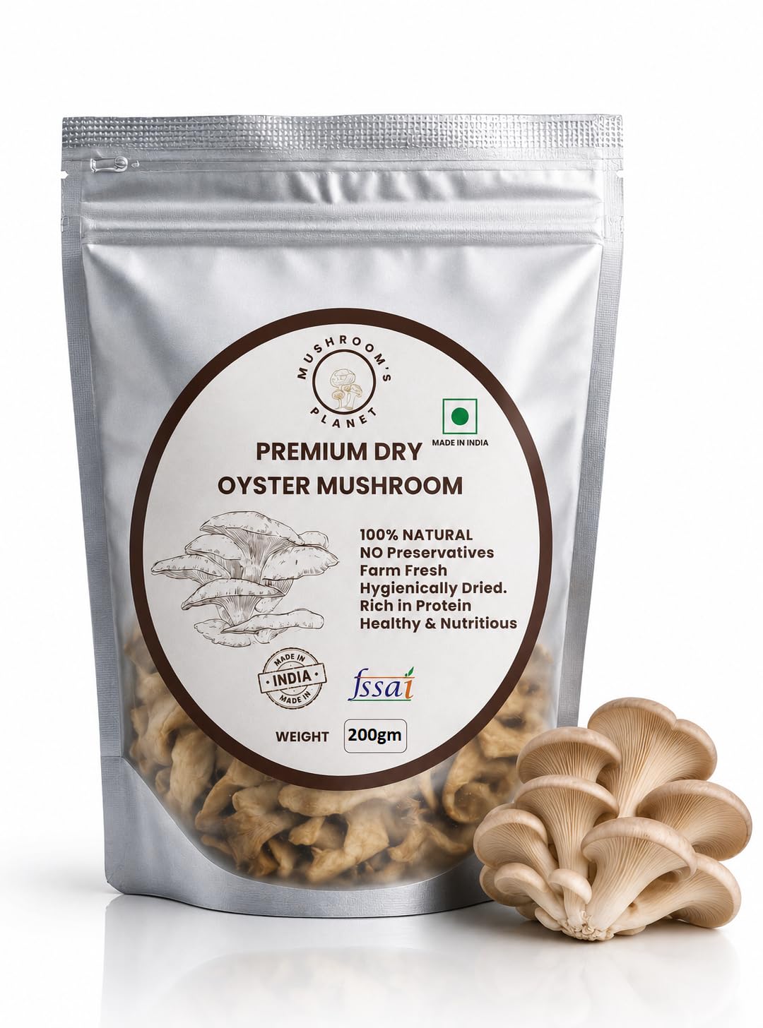 Mushrooms Planet Dried Mushroom, Sun Dried Oyster, Natural Mushroom's for Ready to Cook | Vegan, Gluten-Free | Mushroom Versatile for Soups & Stir-Fries (200gm)-image-42