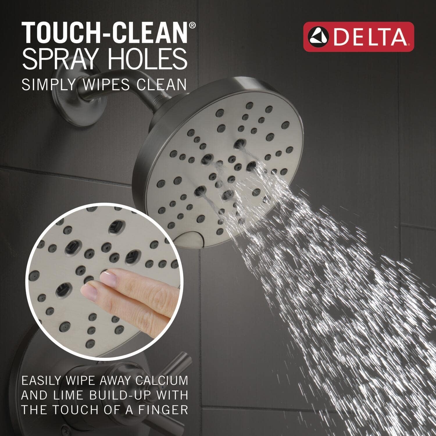 Delta Faucet Saylor 17 Series Brushed Nickel Shower Valve Trim Kit with H2Okinetic Shower Head, Delta Shower System, Shower Faucet Set, Shower Head and Handle, Stainless T17235-SS (Valve Not Included)