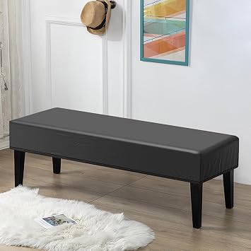 Dining Bench Cover, Stretch Bench Slipcover Removable Bench Seat Protector Cover, Rectangle Furniture Protector Washable Cushion Slipcover for Dining Room,Living Room,Bedroom,KitchenBlack