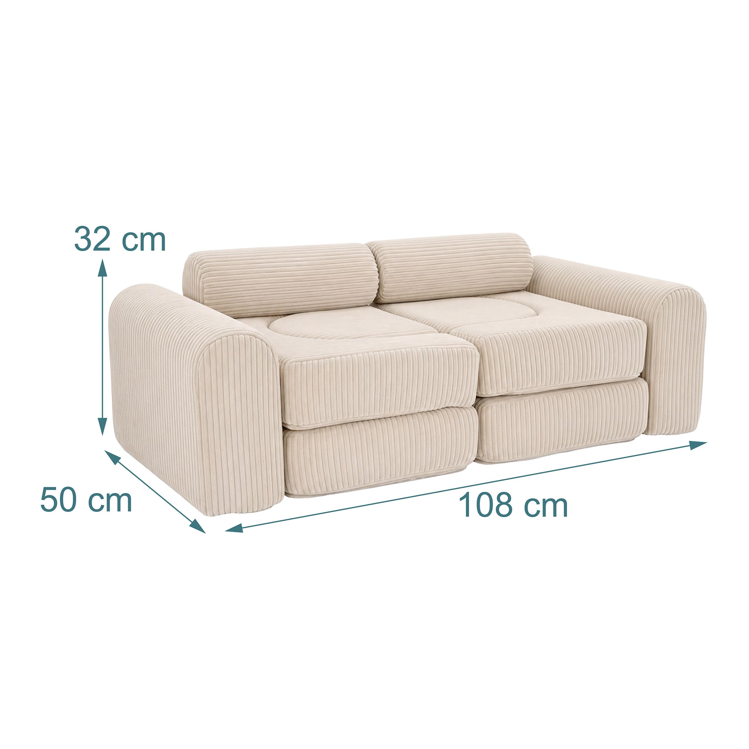 Relaxdays modułowa sofa dla dzieci, 10 el., miękkie klocki, beżowa