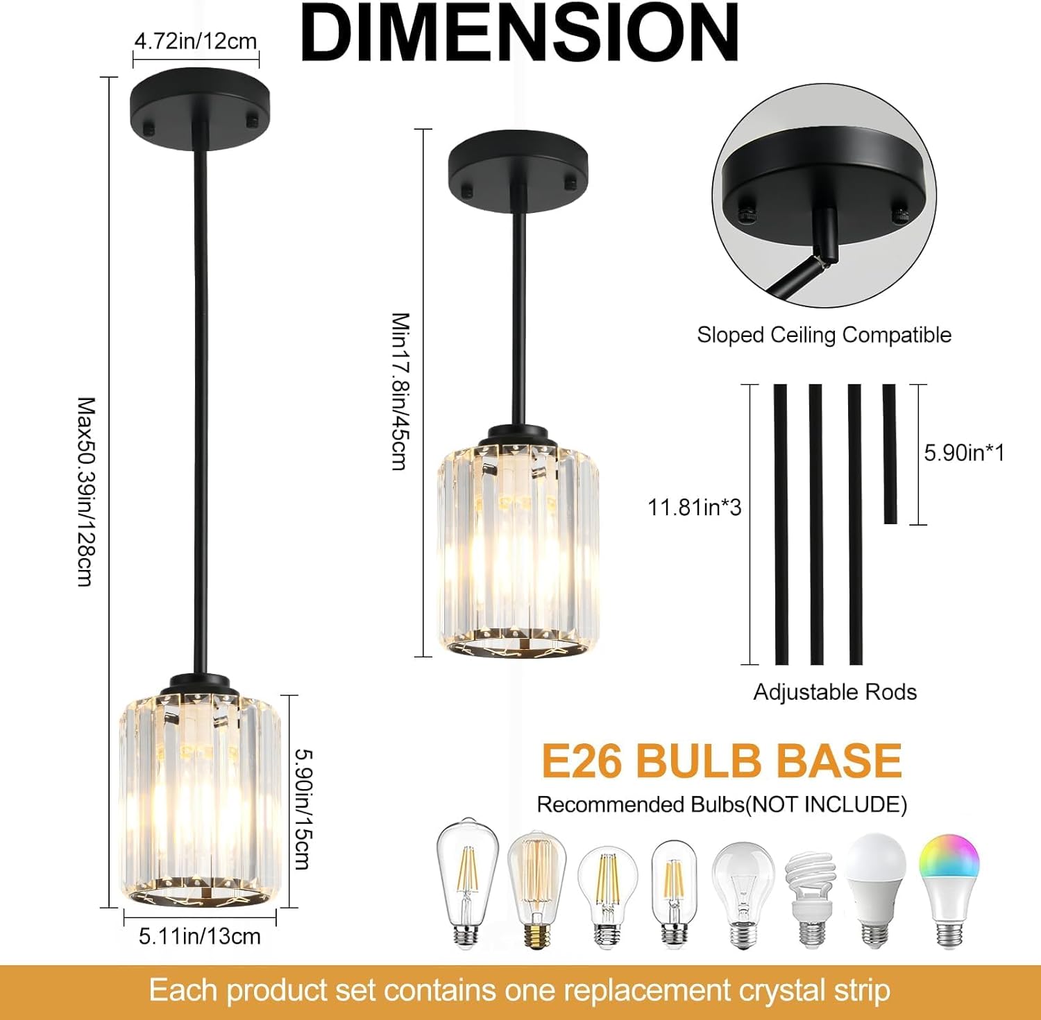 3 Pack Crystal Pendant Lights Kitchen Island, Adjustable Hight Modern Black Mini Chandelier, Ceiling Hanging Light Fixtures, Lamparas Colgantes for Kitchen Hallway Dining Room Bedroom