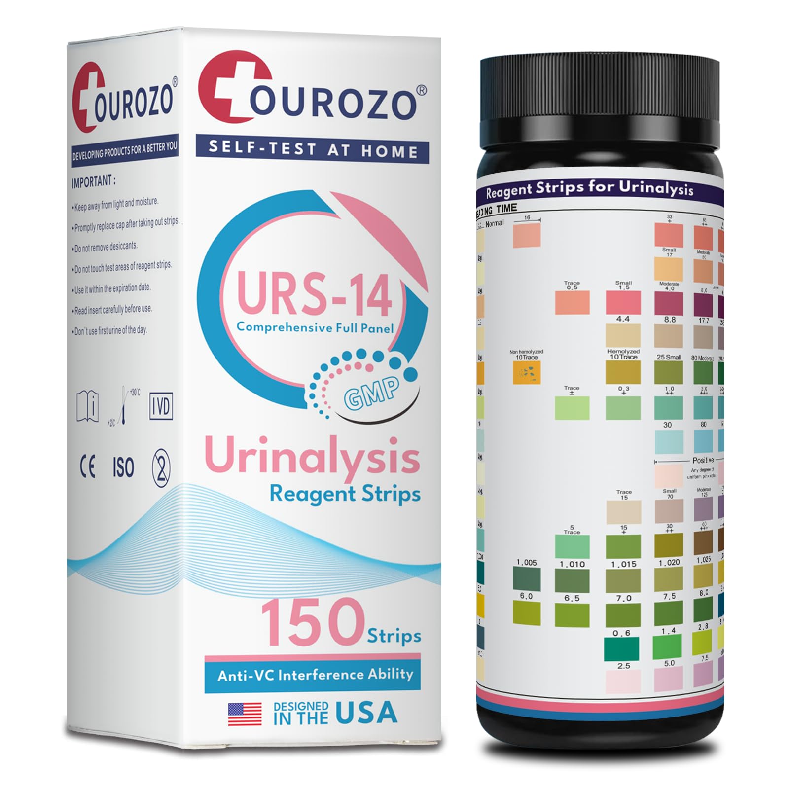 14 Params Urine Test Strip - 150ct, Full Check Urinalysis for Men & Women with Reliable Comprehensive Result | Large Family Pack