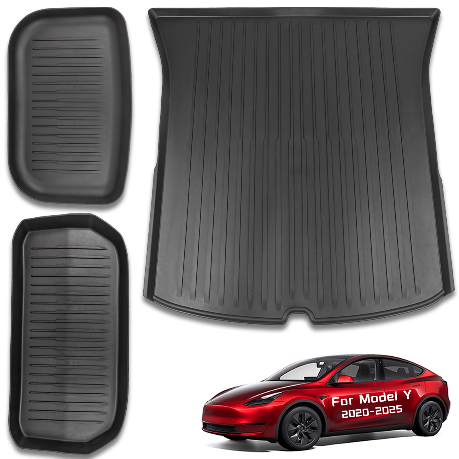 CYBERBEANS All Weather Cargo Liner for Tesla Model Y Trunk Mat Boot Liner Front and Rear Frunk Tray Mats Protector 2022 2023 2024 Accessories
