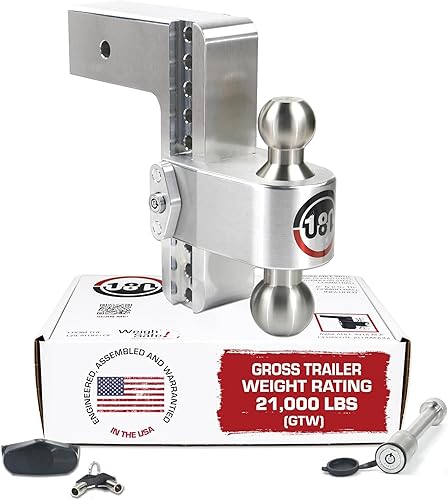 Weigh Safe Enganche de remolque de 180 grados, enganche de remolque ajustable para remolque, compatible con receptores de 3 pulgadas, caída de 8