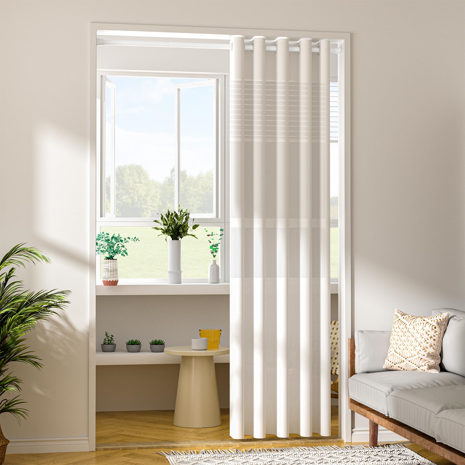 MadeInNature Lot De 2 Tringles à Rideaux Autobloquantes Sans Perçage Fix Vit Extensibles (Blanc, 30 X 50 Cm