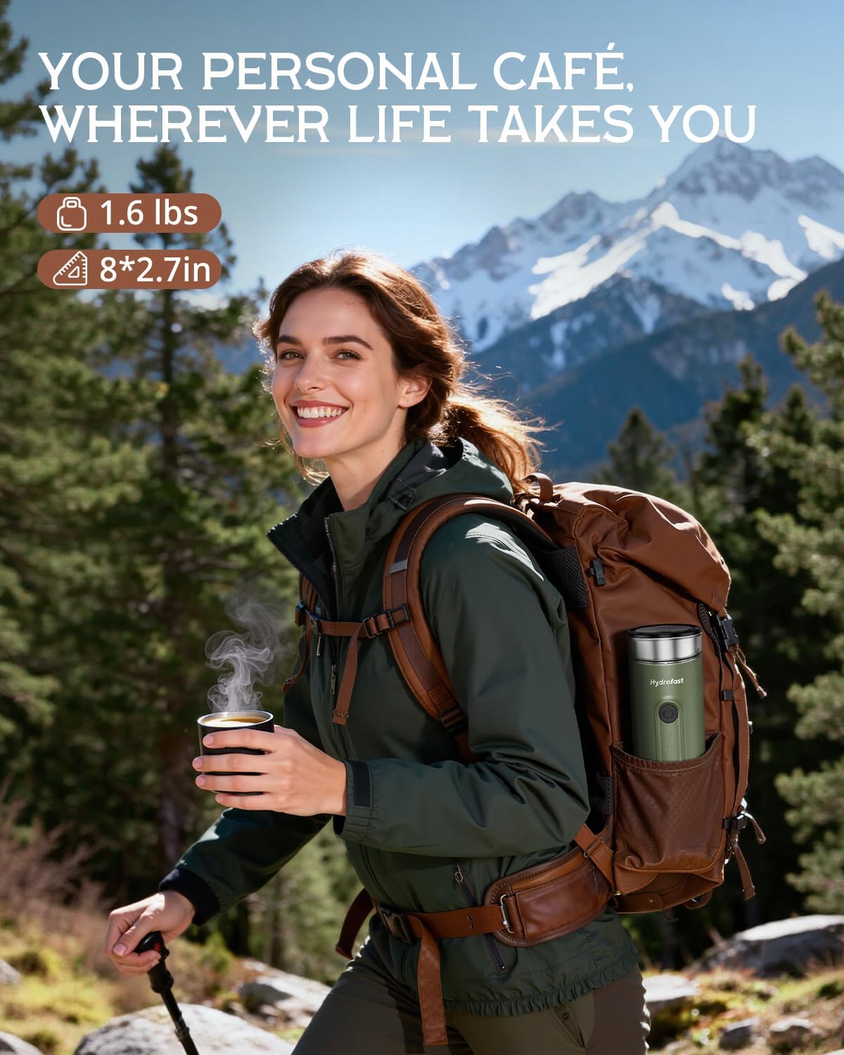 Portable Espresso Machine, 9600mAh, Travel Electric Coffee Maker with 20 Bar Self-Heating, Lightweight Car Coffee Machine with NS Capsules & Grounds for RV, Hiking, Camping, Office