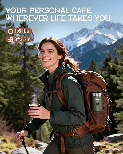 Miniatura 2 de Máquina de café espresso portátil, 9600 mAh, cafetera eléctrica de viaje con 20 bares autocalentable, cafetera ligera para automóvil con cápsulas NS