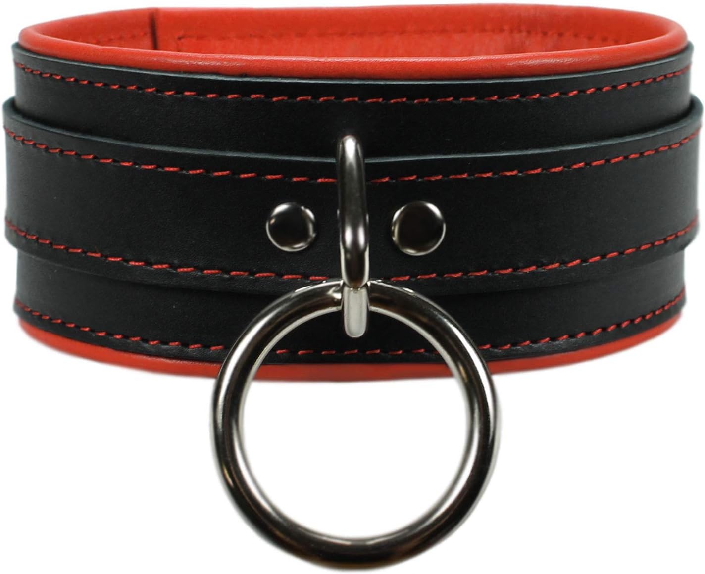 Madison Collar O-Ring Superior Latigo Leather Soft Lambskin Handcrafted Elegant Padded Collar (Dark Purple, Large)