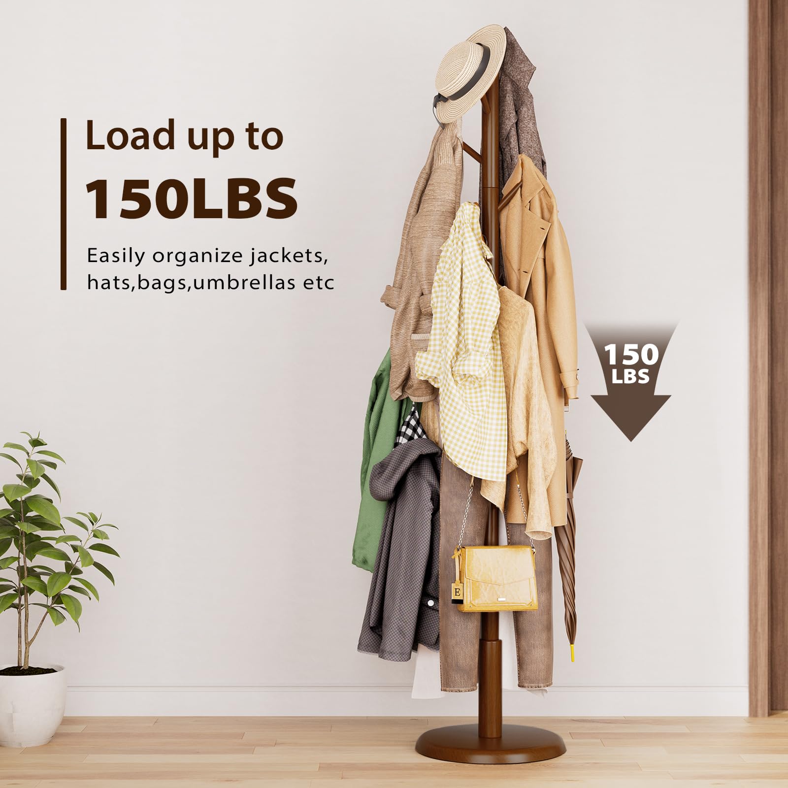 Best Coat Rack Stand 2026: 5 Freestanding Picks 1 Taitiy Solid Wood Coat Rack Freestanding Coat Tree with 10 Hooks for Bedroom, Li — product photo