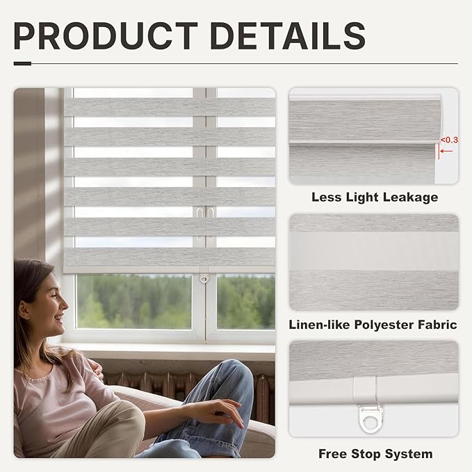 Persiana Zebra HESTIA 52" x 54" Gris miniatura 2
