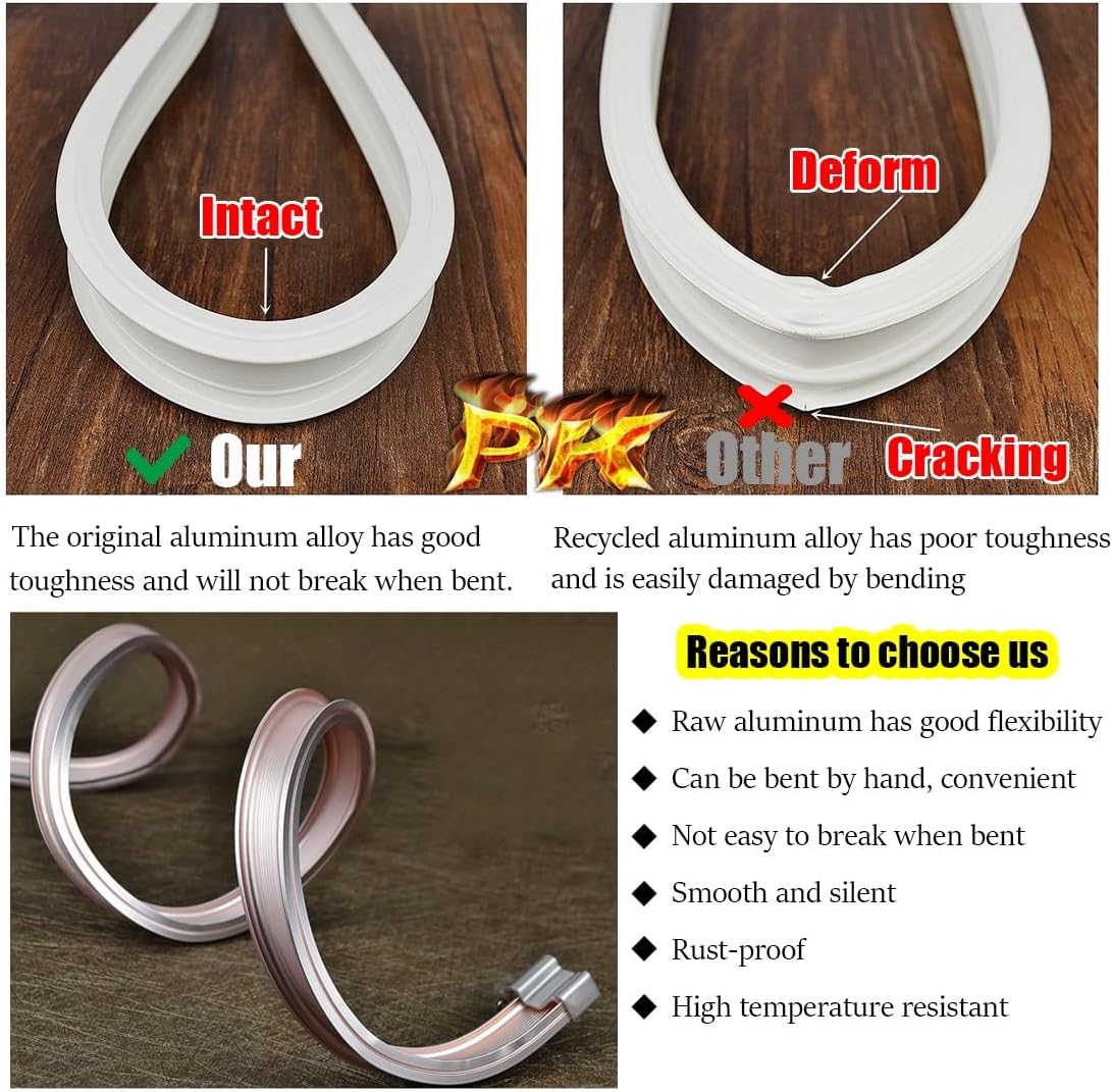 Bendable Aluminium Curtain Track System - Curved Rails for Room Dividers, Shower, RV, Kids' Bedrooms - S/L/U/Z Shapes, 200cm (Champagne Ceiling) - Versatile Curtain Rods