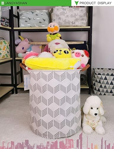 Miniatura 215 de LANGYASHAN Contenedor de almacenamiento, cesta organizadora plegable de tela de lona para ropa sucia, contenedores de juguetes, cestas de regalo, Un
