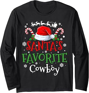 Santa's Favorite Cowboy Christmas Party Long Sleeve T-Shirt