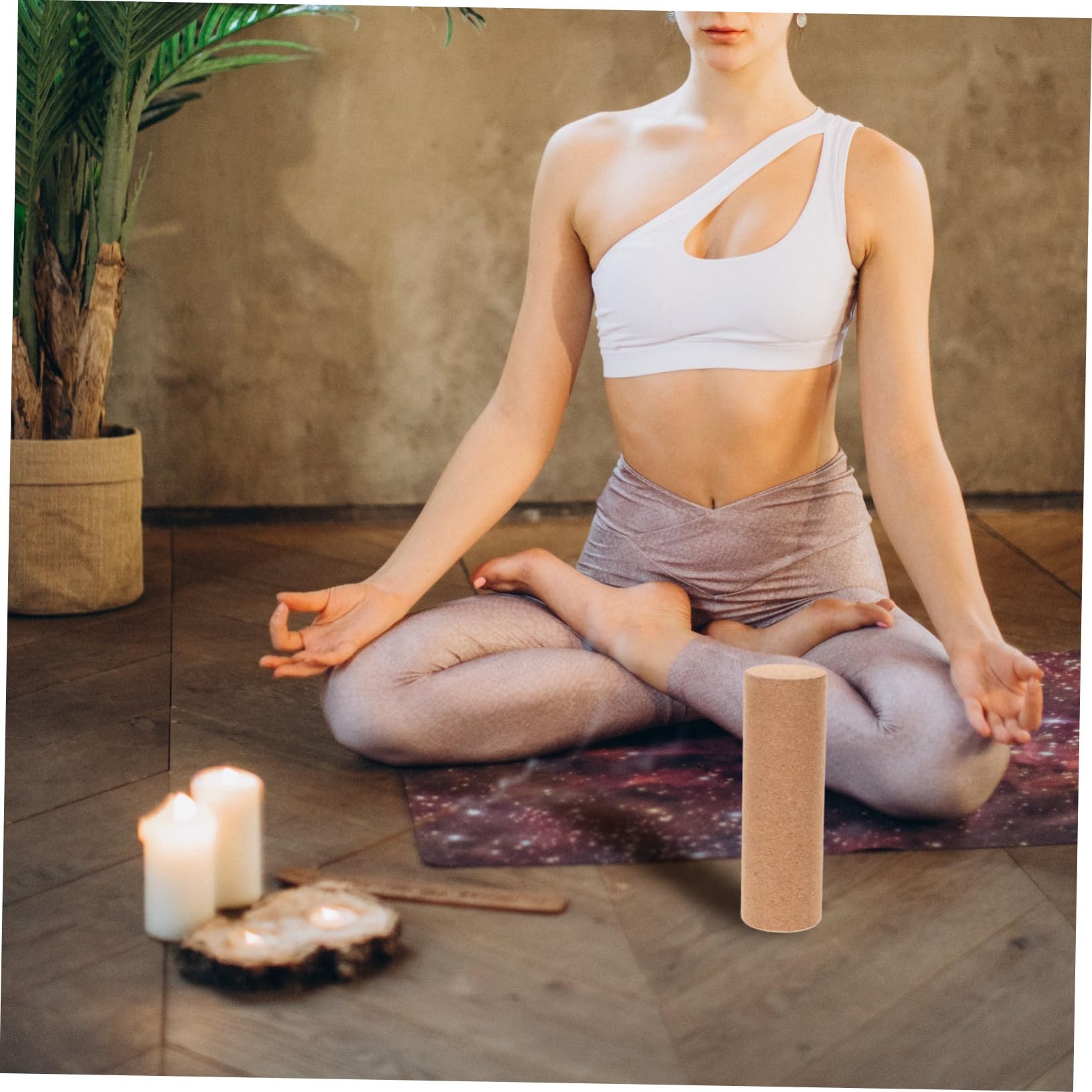 Rodillo de Yoga de Corcho Antideslizante para Espalda y Brazos, Masajeador Deportivo Amortiguación para Estiramientos y Entrenamiento en Casa