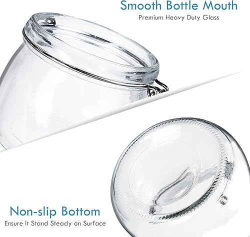 Miniatura 5 de YEBODA Tarros de vidrio para almacenamiento de alimentos de 16 onzas con abrazadera, tapas herméticas y juntas de silicona para recipientes de