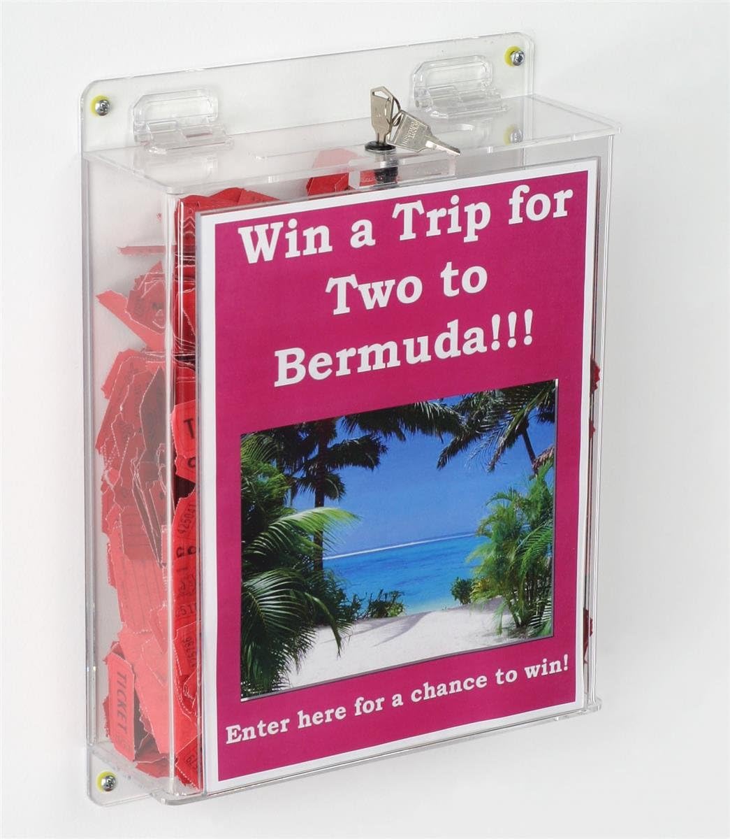 Displays2go Wall Mounted Suggestion, Clear Donation Box with Lock and Sign Holder (ICCBSBOX)