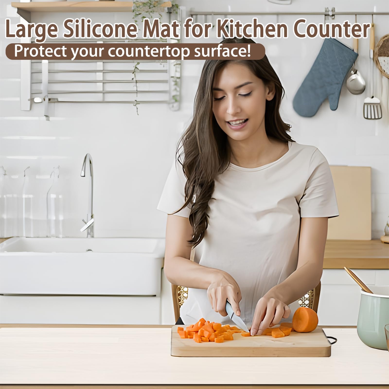 Silikonmatten für Küchentheke, 120 x 80 cm, große, hitzebeständige Matte, Kücheninsel, wasserdichte Arbeitsplattenschutzmatte, rutschfest, extra große Thekenmatte, halbtransparent