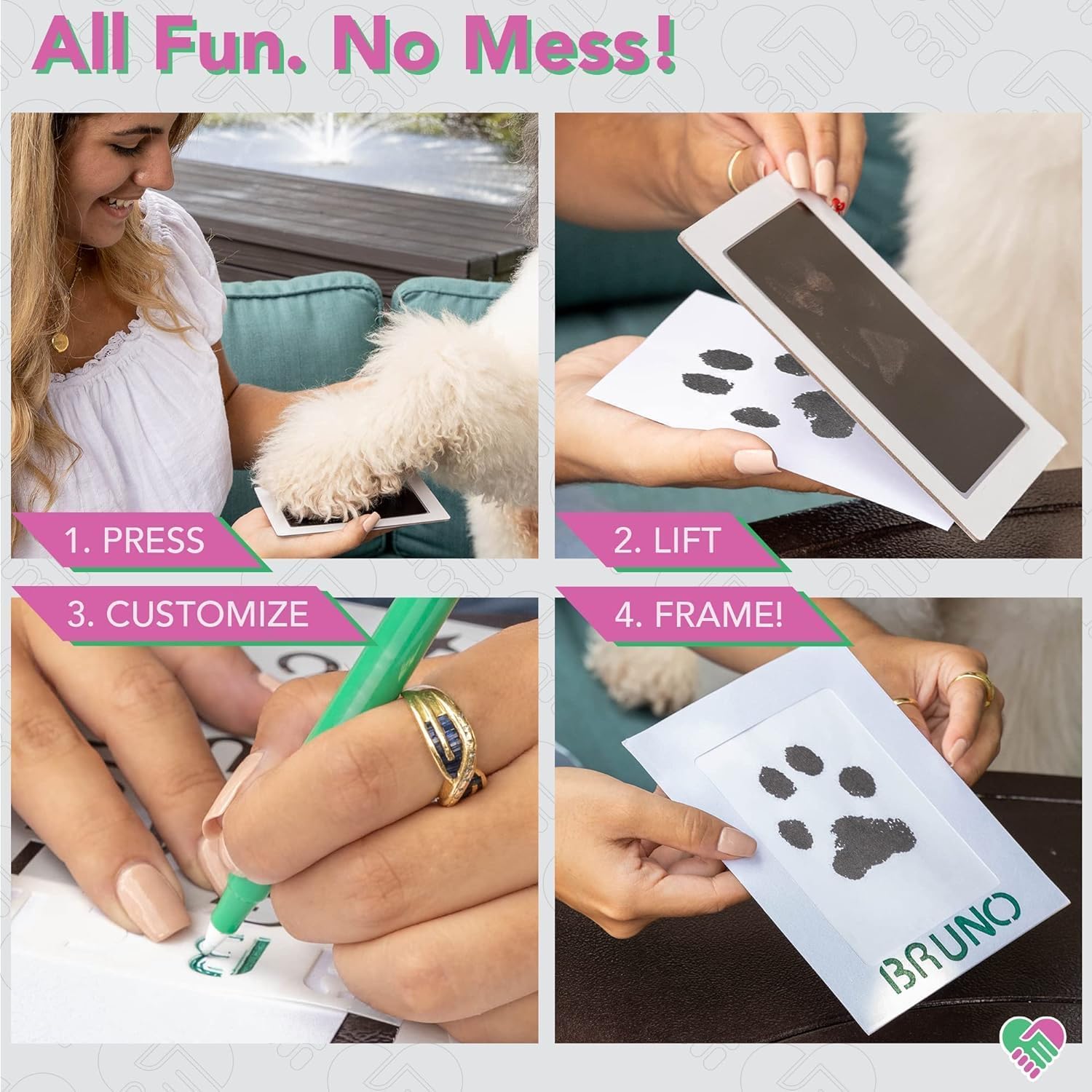 Paw Print Kit for Dogs & Cats, Inkless Dog Paw Print Kit Pet Paw Print ...