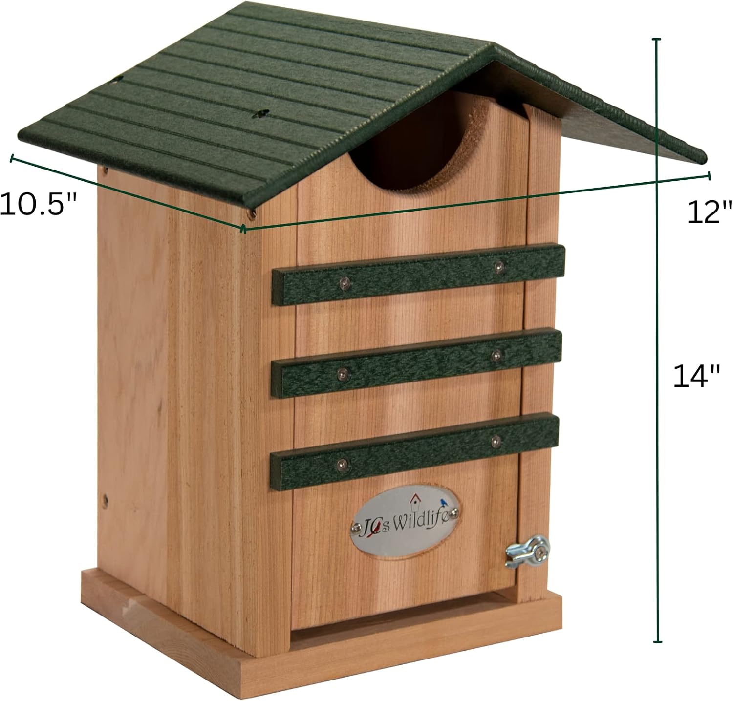 JCS Wildlife Screech Owl Nesting Box, Bird House for Outside, Owl House, Bird Nesting, Handmade, Cedar with Poly Lumber Roof, Weather Proof, Made in USA
