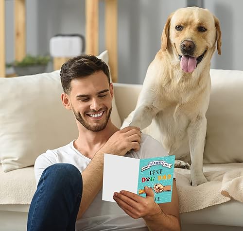 Miniatura 4 de D24TIME Divertida tarjeta del día del padre para perro papá, tarjeta del día del padre de 4 x 6 pulgadas para hombres, tarjetas con sobre de perro,