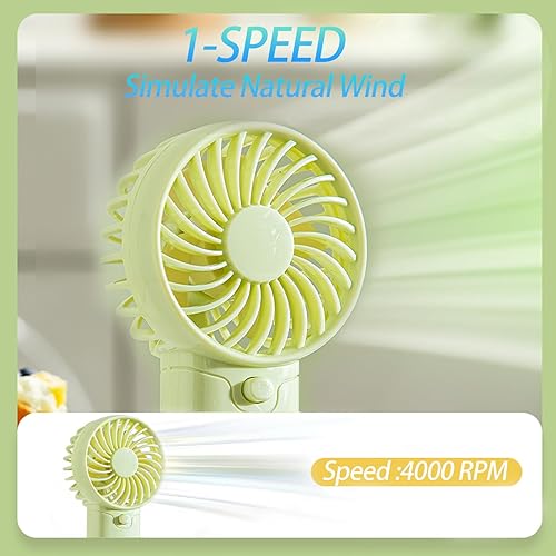 Miniatura 3 de Paquete de 4 mini ventilador portátil, funciona con pilas AAA de 5 pulgadas, ligero ventilador de mano pequeño con 1 velocidad, diseño de cordón,