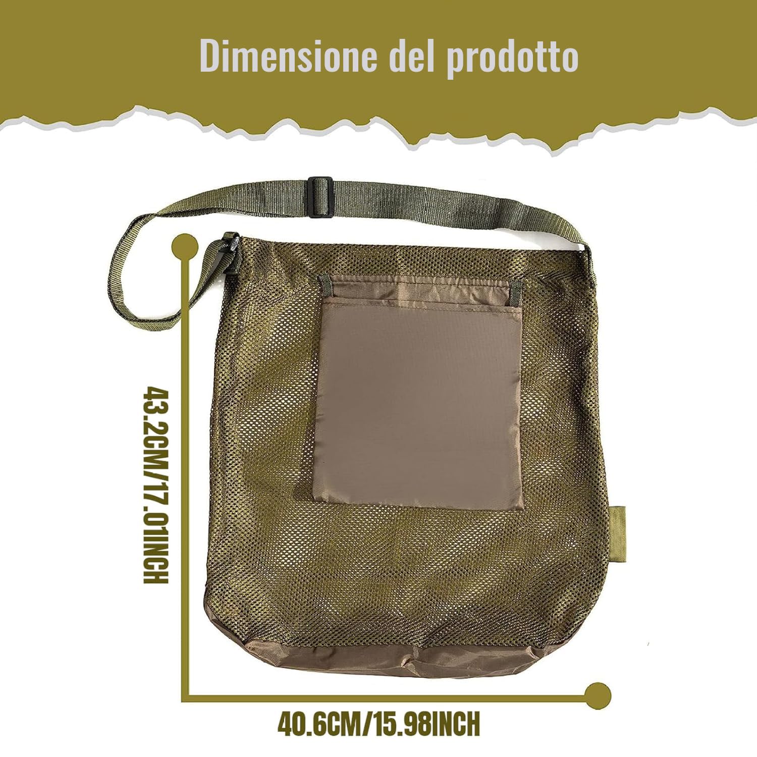 Borsa Funghi Rete, Borsa per La Caccia Ai Funghi, Accessori per Raccolta Funghi, Regolabile Traspirante Camping Outdoor Frutta e Verdura Raccolta Foraging Bag
