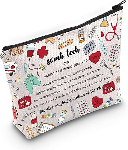PWHAOO Tecnología quirúrgica Regalo de agradecimiento Scrub Tech Definition Bolsa de maquillaje para tecnólogo quirúrgico, bolsa de cosméticos,