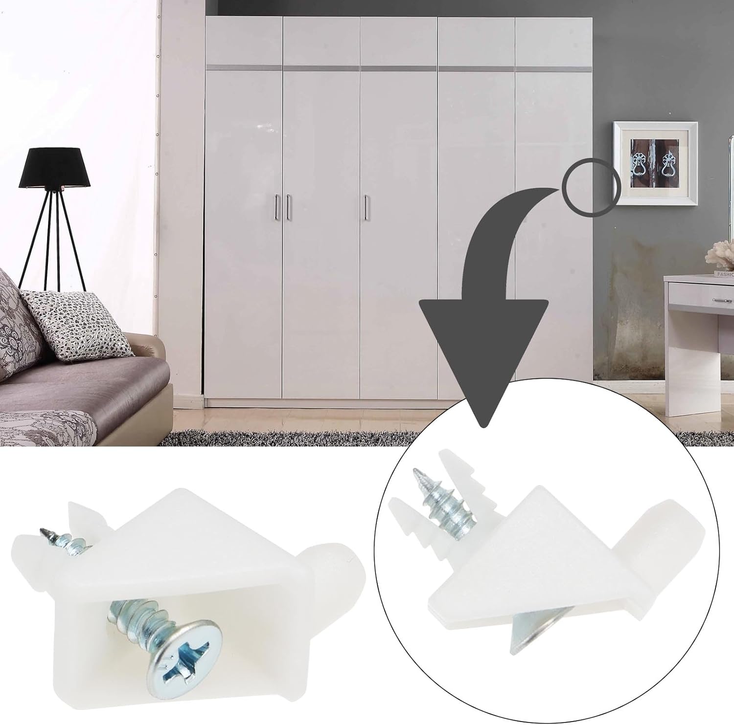 50pcs White Shelf Support Pins Replacement Screws Shelf Plug Shelf Brackets Furniture Cabinet Plastic Corner Bracket Compatible with IKEA Pax
