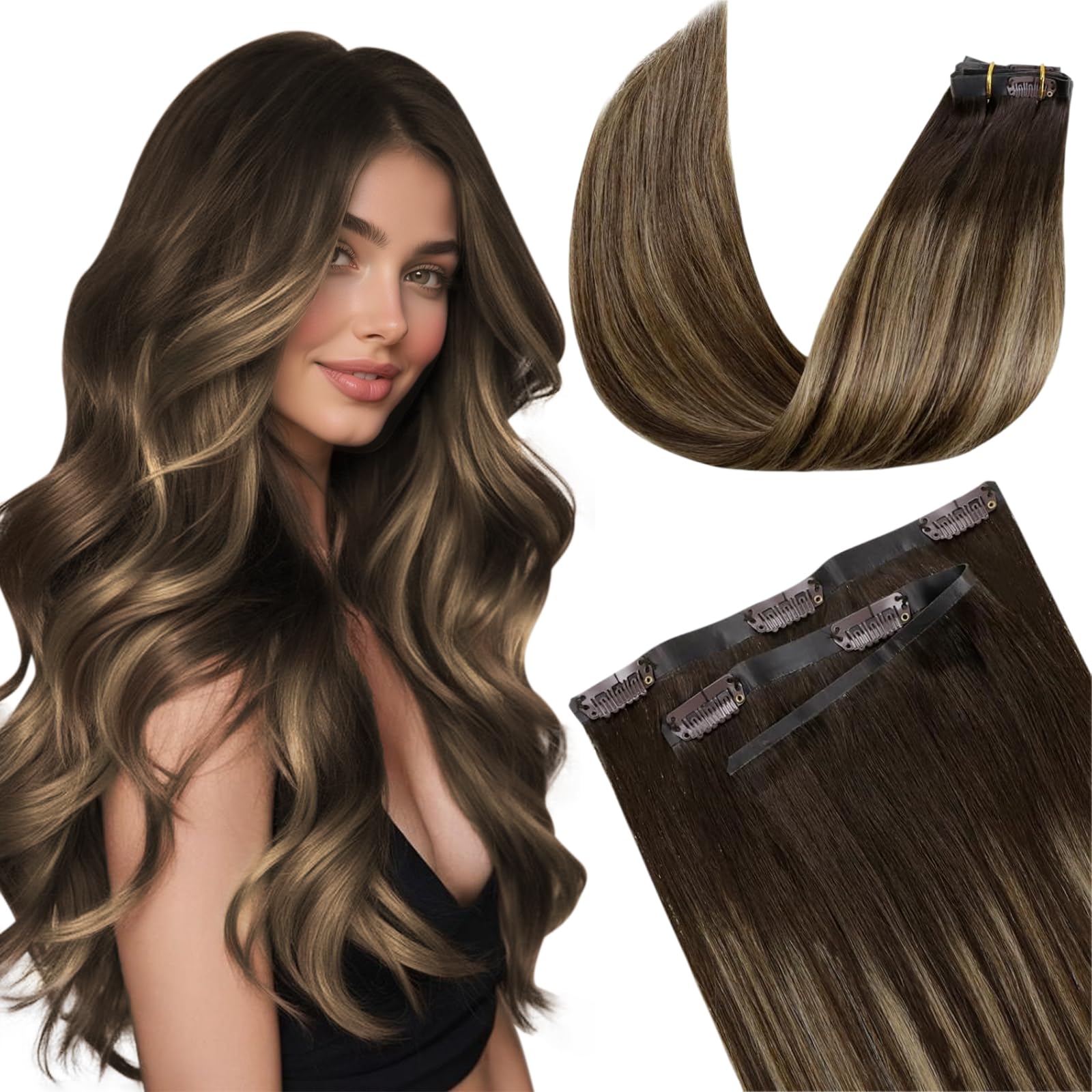 LaaVoo Extensions Echthaar Echt Haar Extension Clip Haarverlängerung Echthaar