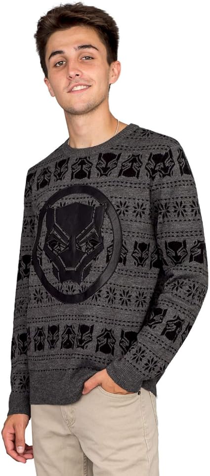 Amazon.com: Mad Engine Marvel Comics Black Panther Logo Adult Ugly  Christmas Sweater (Large) : Clothing, Shoes \u0026 Jewelry