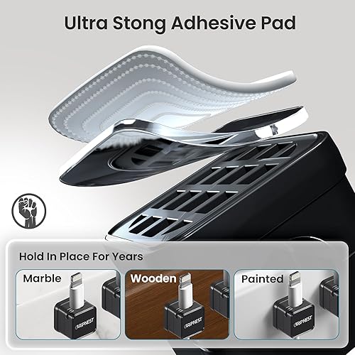 Miniatura 3 de Paquete de 8 soportes magnéticos organizadores de cables, cable de escritorio adhesivo fuerte Costop