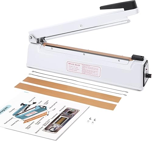 Miniatura 16 de METRONIC Sellador térmico Impulse de 8 pulgadas, máquina selladora manual de bolsas, sellador térmico de impulso, máquina selladora para bolsas de