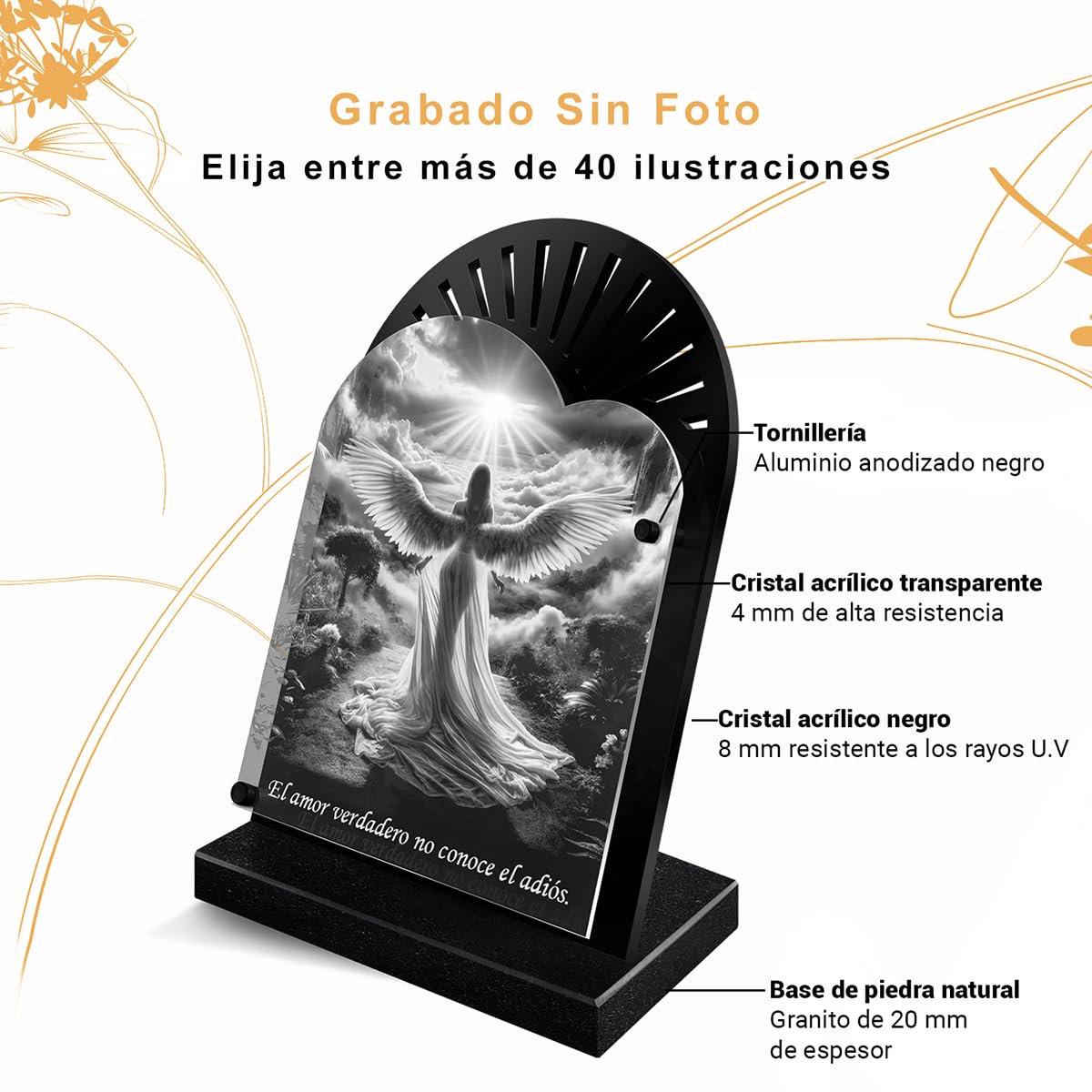 Eternel - Placa Funeraria Personalizada Encaje - Camión De Carretera, Vehículo Pesado, Conductor, Camión - Texto Personalizable, Placa Funeraria Grabada con Láser, Homenaje, Funerales, Conmemoración
