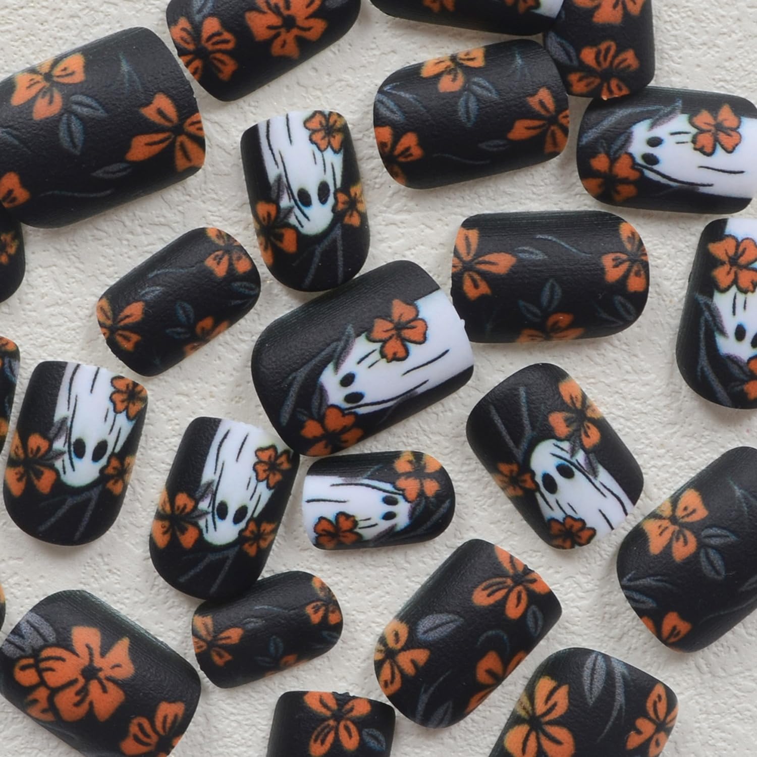 Halloween Press on Nails French Tip Almond Fake Nails Terror Blood False Nail with Acrylic Glue on Nails Medium Artificial Nails Glossy Reusable Halloween Stick on Nails for Women DIY Manicure 24 Pcs: Style 11