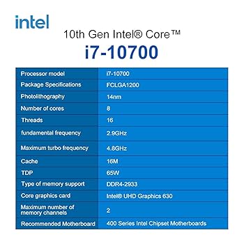I7-10700 I7 10700 10th Gen Gamer CPU Processor 2.9 GHz 8