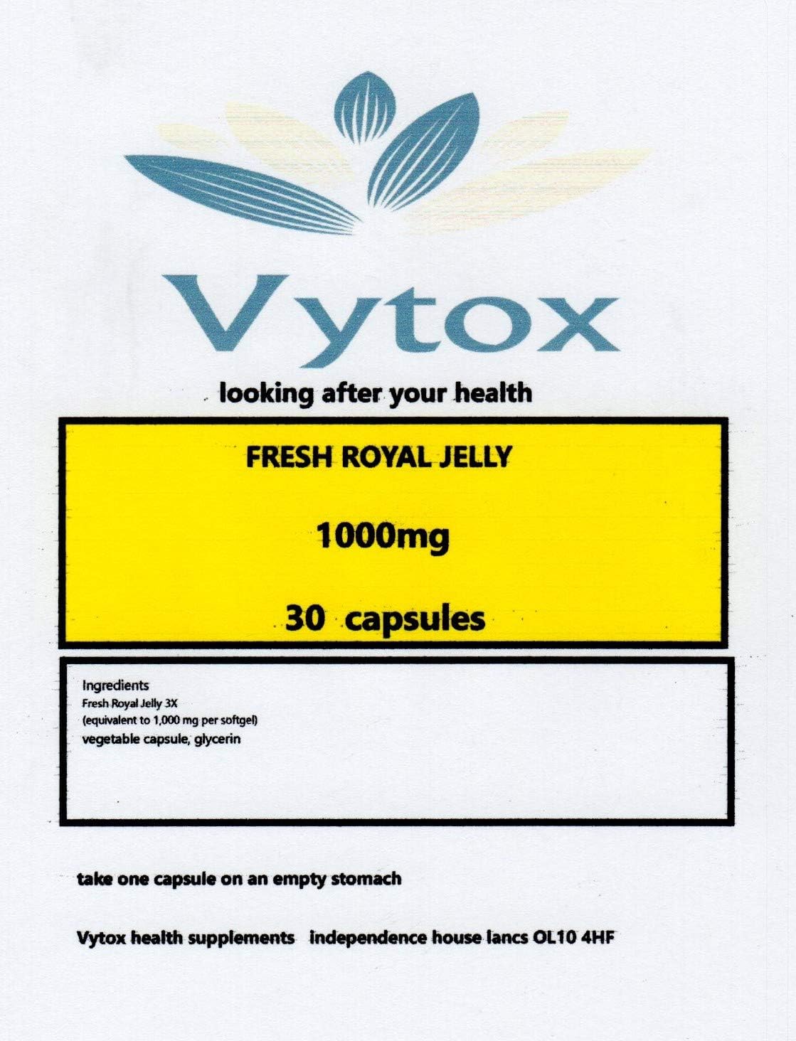 Fresh Royal Jelly 1000mg High Strength, 30 Capsules. 1 Month Supply, by