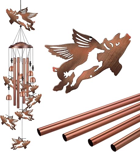 Campanillas de viento para cerdos voladores al aire libre, captador de viento móvil portátil, campanas de viento de condolencia, regalos