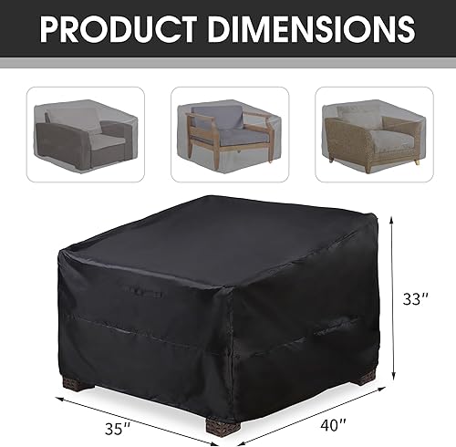 Miniatura 2 de ALSTER - Juego de 2 fundas para sillas de patio (35 pulgadas de largo x 40 pulgadas de ancho x 33 pulgadas de alto), fundas negras duraderas e
