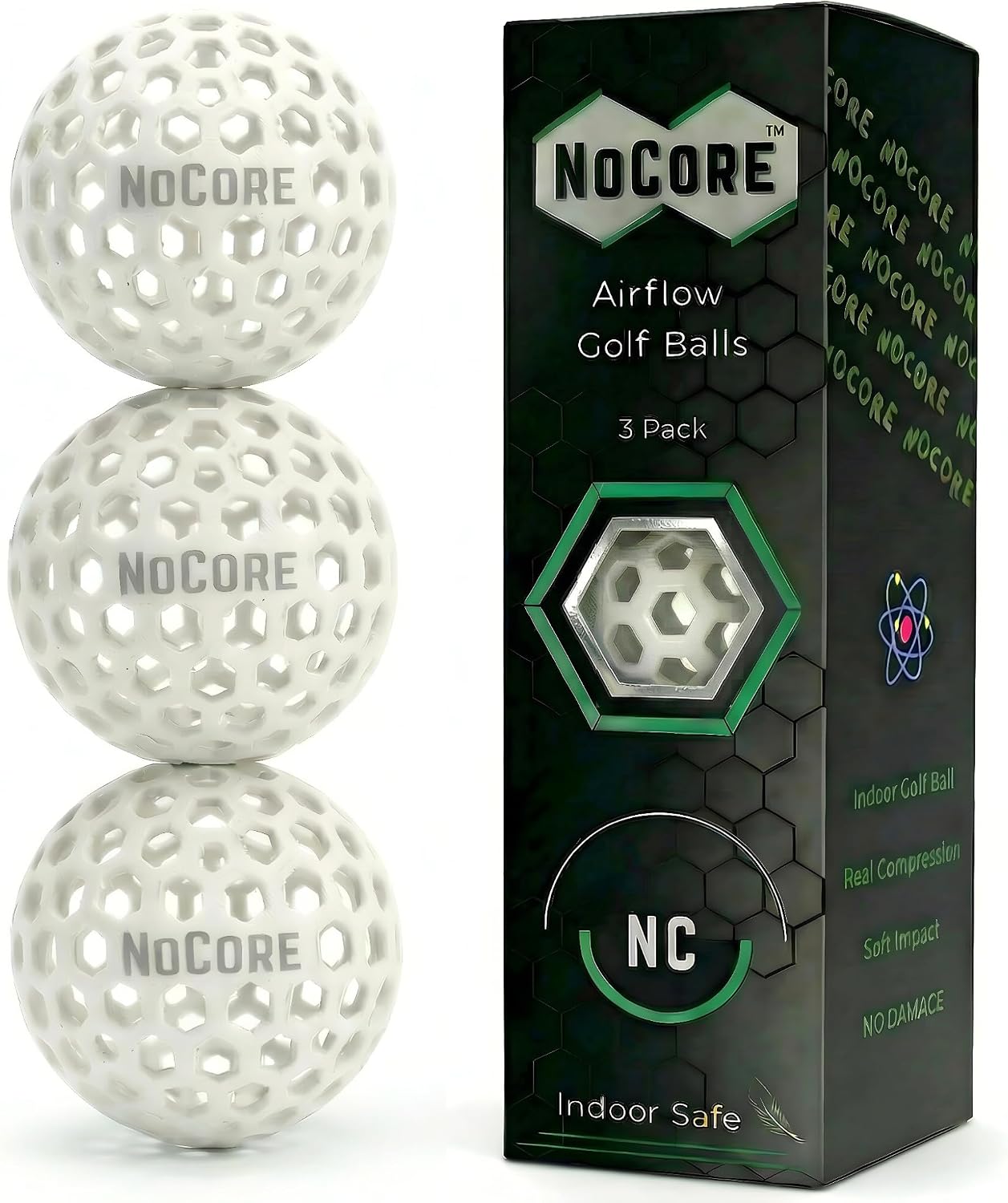 Airless Golf Balls for Indoor Short Game Practice Golf Accessories for Men | Swing Training Inside, Softer Impact Than Foam Golf Balls - Hit Into Anything No Damage Golf Gift
