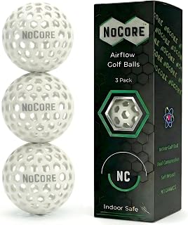 NOCORE Airless Golf Balls for Indoor Short Game Practice - Golf Accessories for Men - Swing Training Inside, Softer Impact Than Foam Golf Balls - Hit Into Anything No Damage Golf Gift