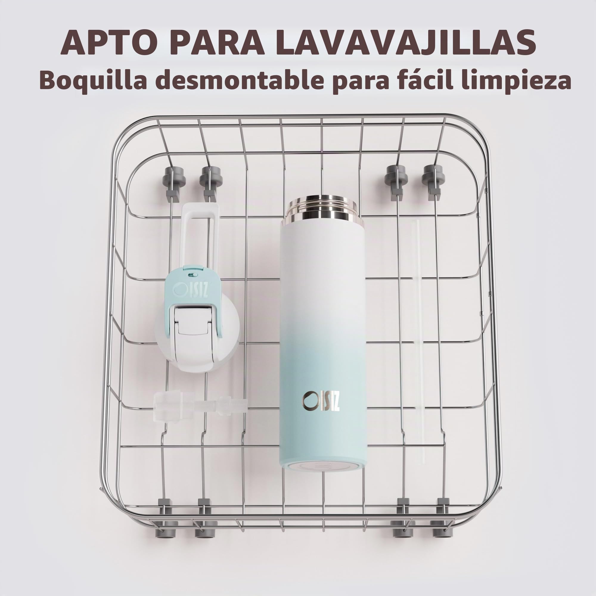 Botella de agua aislada con tapa 2 en 1, botella de agua de acero inoxidable de 24 onzas con boquilla de popote y remolque, termo al vacío con mango portátil y popote de silicona, a prueba de fugas,