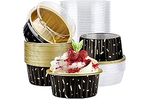 EUSOAR Disposable Aluminum Foil Ramekins: 30pcs 5oz Foil Ramekins Cupcake Baking Cups with Lids