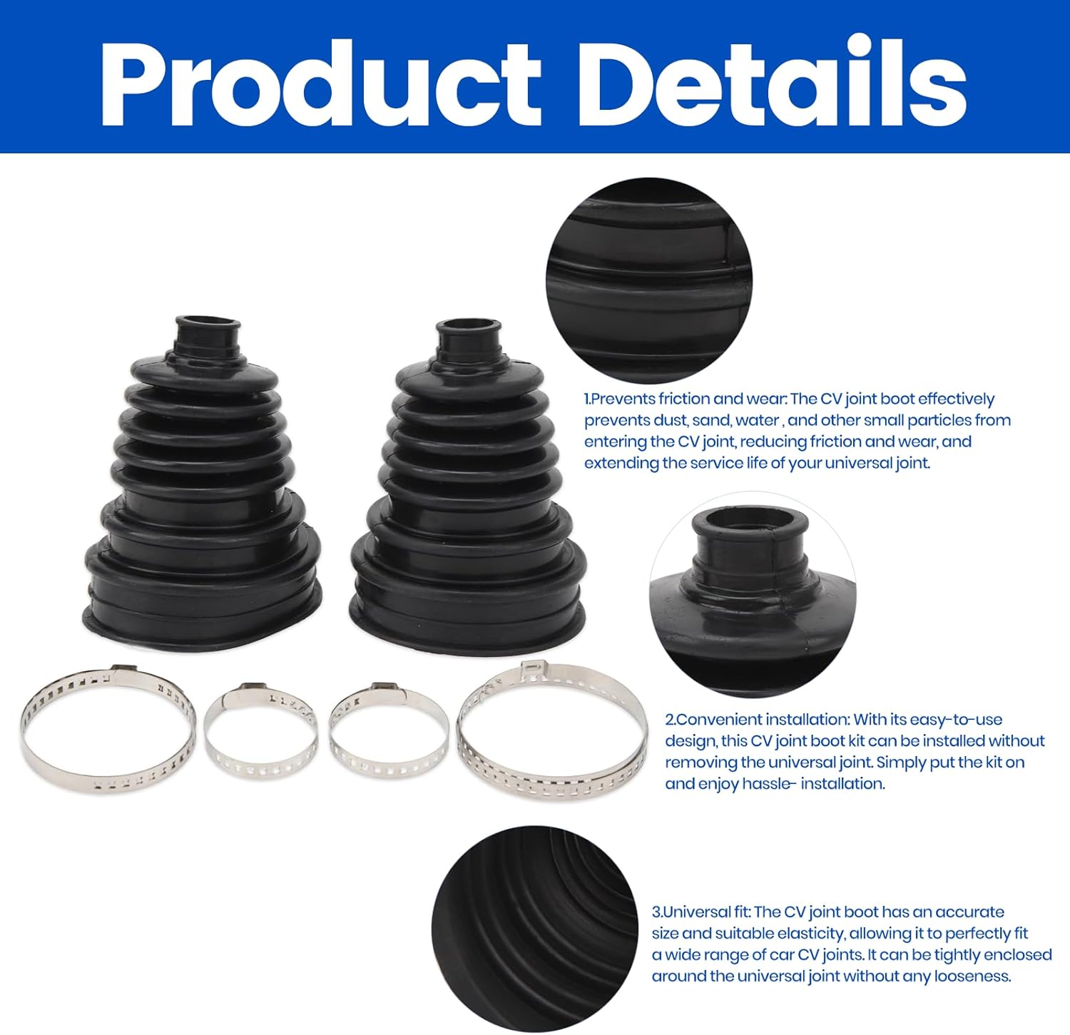 1 Pair Universal CV Joint Boot, CV Boots Universal Constant Joint Boot Set Highly Flexible CV Boots for Cars