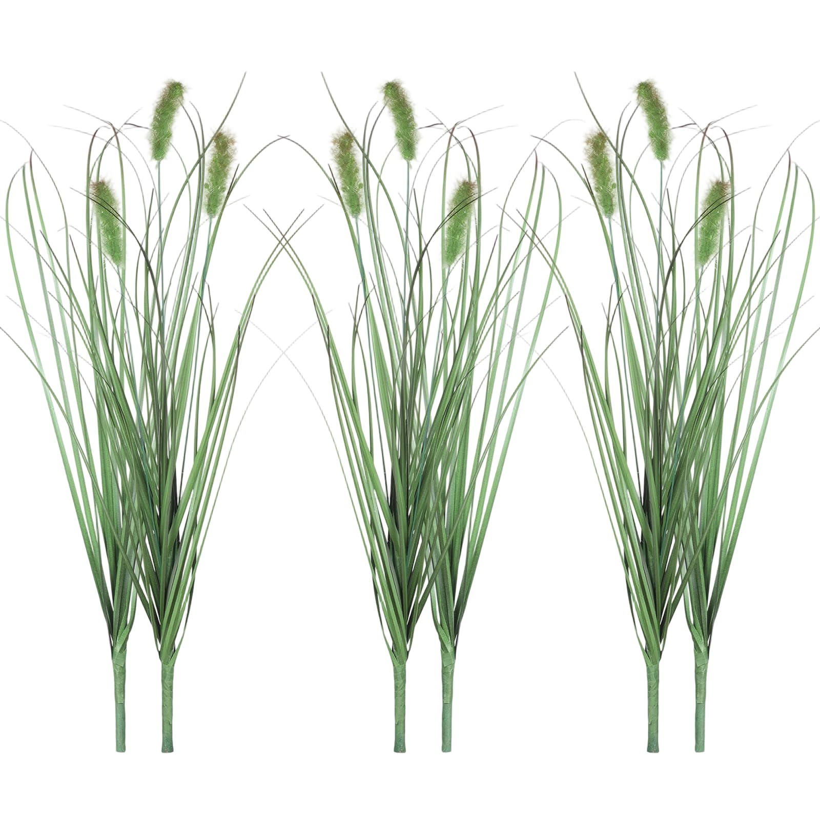 6 Pcs Artificial Grass Plants, 35cm Fake Tall Grass, Faux Shrubs Wheat Grasses Artificial Tall Ornamental Grasses Decorations, Shrubs Wheat Grasss Greenery Stems for Outdoor Indoor Home Garden Decor