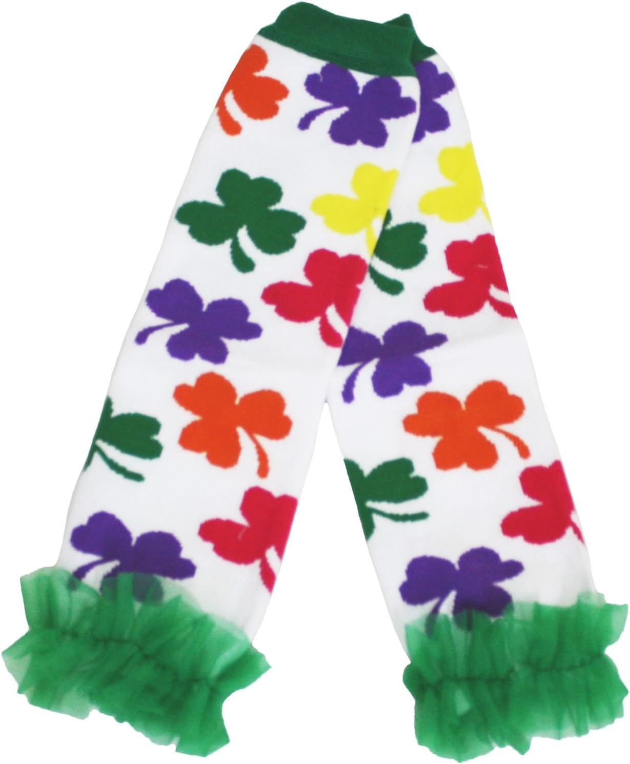 Petitebella St Patrick Day Dress Rainbow Clovers White Cotton Leg Warmer Girl Clothing 2-6y